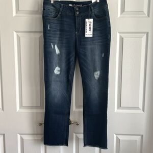 NEW NWT distressed mid rise denim blue jeans luscious curvy fit size 13 / 31